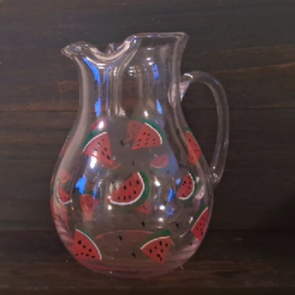 Watermelon Painted Glass Pitcher